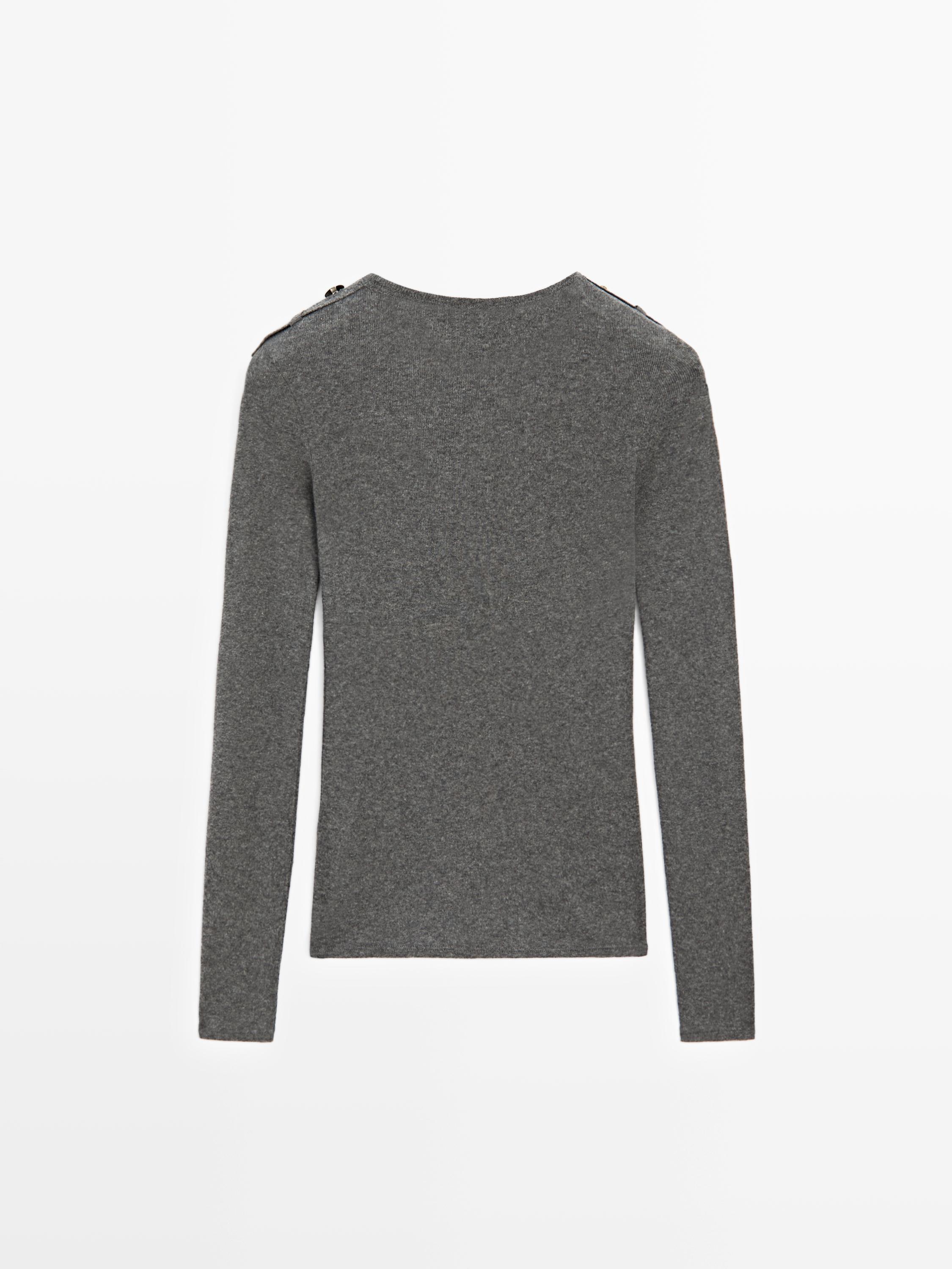 Knit T-shirt with shoulder detail